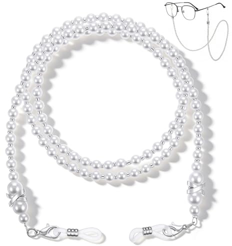 Glasses Chain for Women, Glass Pearl Beaded Eyeglass Chain for Glasses