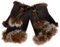 ZLYC Damen Winter Warme Kunstpelz Halbfinger Handschuhe Fingerlose Fäustlinge(Braun),Einheitsgröße
