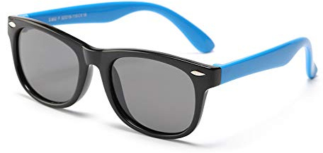 FOURCHEN Occhiali da sole polarizzati per bambini TPEE flessibile in gomma per le ragazze da 3 a 10 anni (black blue)