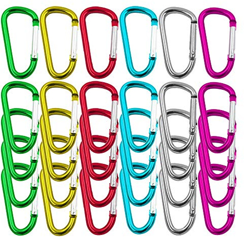 Senven Professionnel 5cm Mousqueton Boucle en D, Serrure, en Aluminium, Ressort en D, Mini-Crochet ou Trousseau (Ne Convient Pas à l'Escalade!) - 30 Pcs