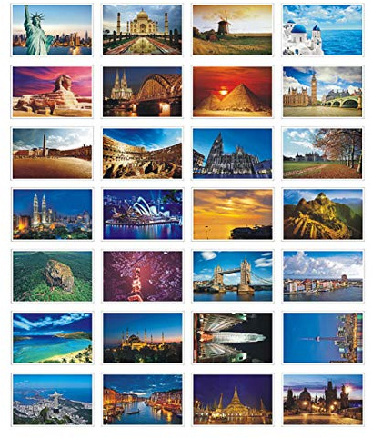 HOSTEESSCHOICE Beautiful Postcard set of 30 Post card variety pack World travel sites,4 x 6 Inches, world B