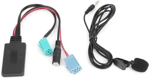 Aramox Adattatore audio Bluetooth, DC12V 6Pin Cavo audio Bluetooth Adattatore stereo AUX-IN per auto con microfono ABS adatto per /Espace /