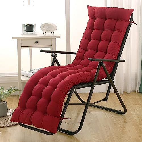 LTSRLL Cuscino per Lettino Prendisole 120x48cm Morbido Antiscivolo Giardino Patio Sedia Reclinabile Relax Cuscino Sedia a Dondolo Interno Tatami Cuscino Spesso per Sedia Reclinabile con Lacci