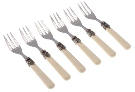 Rivadossi Sandro 1606FOD12 Set di Forchettine da Dolce, 6 Pezzi-Classic-100% Made in Italy, Artigianalità e Design, Acciaio Inox 18/10, Avorio