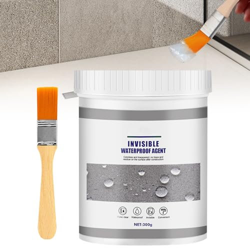 CJBIN Impermeabilizante Transparente, Sellador Transparente Impermeable, Waterproof Insulating Sealant, Sellador Fugas Agua,Impermeabilizantes Transparentes con Cepillo para Baño Paredes Tuberías,300g