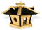 GARTENETAGE Großes Sechseckiges Vogelhaus aus Holz - Wetterbeständiges Vogelfutterhaus 51x33x46 cm - Mit Holzschindeldach, Futterbehälter und Zierleisten - Ideal für Garten und Terrasse (ohne Ständer)