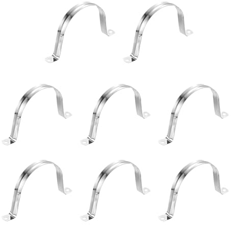 QUARKZMAN 8 stycken rörklämmor, 90 mm (3,54 tum) 201 rostfritt stål 2-håls U-formad hållare rörhållare för fastsättning av rörledningskablar