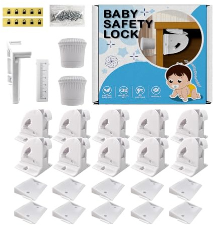 Premium babysäkerhet magnetiska skåplås – barnsäkra låd- och skåpspärrar – ingen borrning, enkel installation – starkt lim, osynlig design – säker babysäker för kök och hem – 10-pack