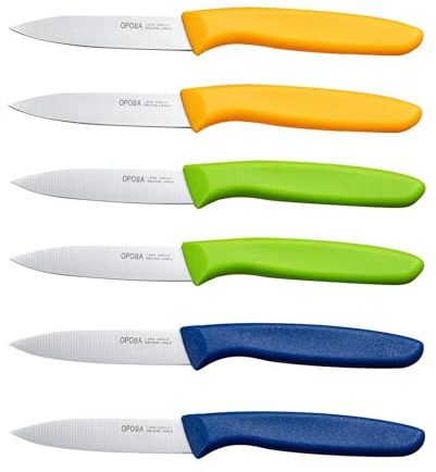 OPOLIA Paring Knife Fruit Knife Set (Pack of 6), Stainless Steel, Extra Sharp Blades, Sturdy Plastic Handle, Knife for Cutting Fruit and Vegetables.Blue&Orange&Green