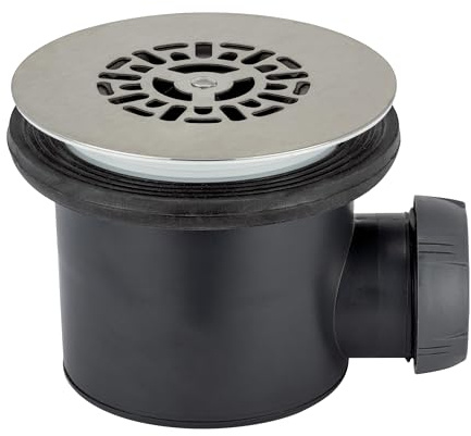 Wirquin 30723745 Bonde de douche Tourbillon Ø90 chromée avec grille inox et sortie horizontale