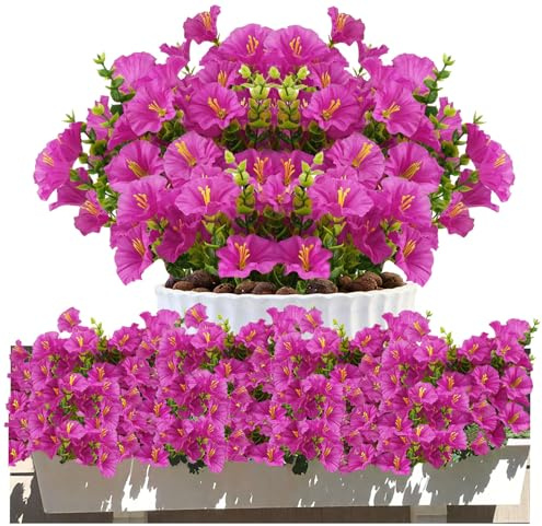Rongrongago 8 Pezzi Fiori Finti da Esterno, Antivento Fiori Finti per Decorazioni, Antiuv Piante Finte da Esterno, Bello e Realistico per Decorare Case, Balconi, Giardini