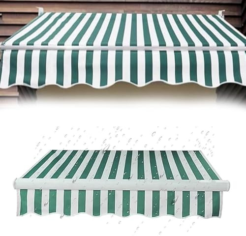 Toldo retráctil impermeable para patio, cubierta de parasol verde de 3,5 x 1,5 m para ventanas y puertas al aire libre, protección UV, fácil instalación, ideal para mercados y patios