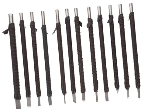 DOITOOL 12 pièces Kit de Sculpture sur Bois avec Couteaux de Gravure Ergonomiques Acier Tungstène Outils de Bois pour Débutants et Professionnels Sac de Rangement Antirouille Inclus