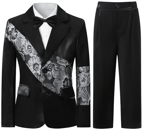 Sliktaa 3 Piece Boys Suits Set Childs Formal Tuxedo Wedding Prom Outfit Chinese Style Blazer Trousers Shirt Black 16 Years