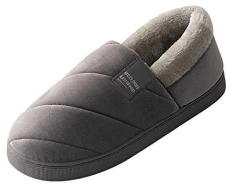 Generisch Zapatillas de casa para hombre y mujer, zapatillas de casa de huéspedes, pantuflas de invierno divertidas de piel de cordero, gris oscuro, 37 EU