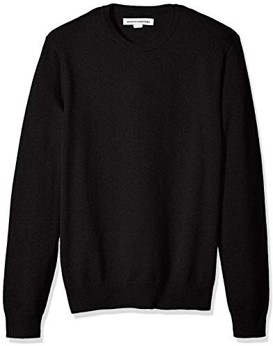 Amazon Essentials Herren Langärmliger Pullover Mit Rundhalsausschnitt, 100% Baumwolle, Erhältlich In Groß Und Schwer, Schwarz, M