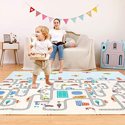 Hadwin Baby Play Mat for Floor, Foldable and Portable Reversible Crawling mat, Picnic Mat, Yoga Mat, Suitable for Children Adults, 180 * 200 cm