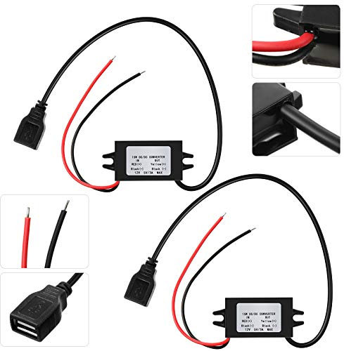 Weewooday 2 Pieces 12v to 5v Dc Converter Buck Module USB Output Power Adapter Dc Car Power Converter Regulator