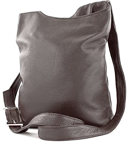 modamoda de T221 Damen Leder Umhängetasche, handmade in Italy (Dark Chocolate)