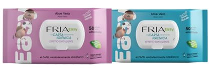 Fria Easy Carta Igienica Umidificata con Aloe Vera ad Effetto Emolliente, Tessuto Gettabile nel WC, Dermatologicamente Testate, Confezione da 50 Salviette