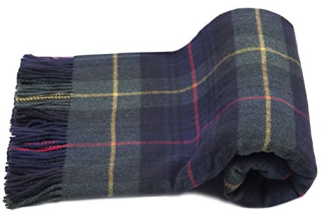 MA.AL.BI 1947 Manta escocesa 100% pura lana medida 150 x 180 cm (verde amarillo)