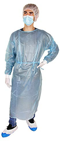 Medi-Inn PP-Schutzkittel mit PE-Vollbeschichtung und Trikotbündchen blau Größe XL: 140 x 160 cm (10 Stück)