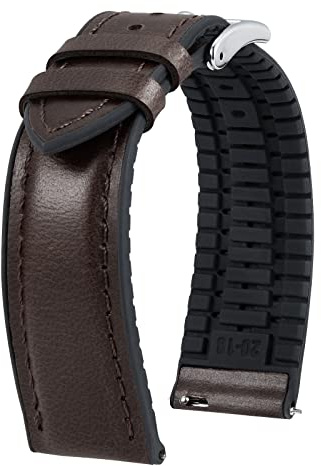 BINLUN Correas de Reloj de Cuero 14mm 16mm 18mm 19mm 20mm 21mm 22mm Correa de Reloj Piel de Liberación Rápida Cera de Aceite Cuero y Silicona Híbrido Correa de Repuesto para Hombres Mujeres 6 Colores