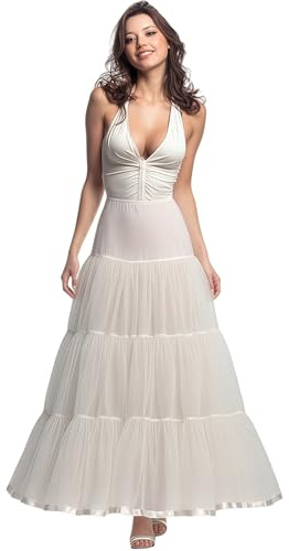 CHERRY LOVE Long Petticoat Ankle Length Underskirt for Wedding Dress Full Crinoline Slip (l, x_l, Ivory)