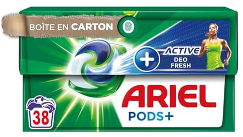 Ariel PODS+ Touch of Febreze Active Odor Defense, detersivo capsule compresse 38 lavaggi, efficace anche a freddo, azione 2X più lunga contro i cattivi odori