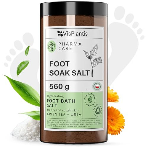 Vis Plantis Pediluvio sale con tè verde e urea – 560 g cura contro il pediluvio per i piedi e le crepe della pelle, cura dei piedi contro calli e funghi delle unghie, idratante e deodorante per la