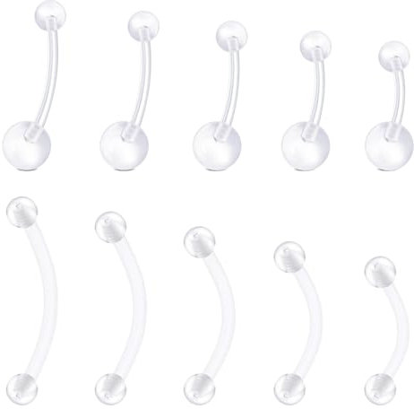 LAURITAMI 14G Klare Bauchnabelpiercing AugenbrauenPiercing Set, Schwangerschaft Bauchnabelpiercing Ring, Bioflex Curved Augenbrauen Nasen Lippen Cartilage Ohr Piercing Schmuck Kit
