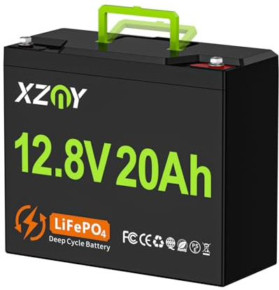 XZNY 12V 20Ah Lithium Battery, 4000+ Cycles 12V LiFePO4 Battery Built-in 20A BMS, Rechargeable 12 volt 20Ah Lithium Battery Perfect for Fish Finder, Scooter, Solar System, Camping