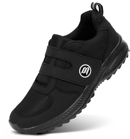 BibHoly Diabetic Shoes for Women Men Extra Wide Fit Trainers Easy Close Orthopedic Shoes for Swollen Feet Plantar Fasciitis Lightweight Walking Sneakers with Adjustable Strap Black