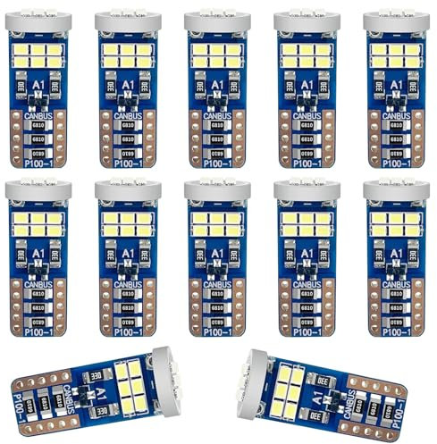 ELLECILA 12PCS 194 501 W5W LED Car Bulbs, 168 2825 LED Car Bulbs,12V LED Side Light Bulb Number Plate Bulb, for Car Interior Reading Lights, Number Plate Lights, Dome Lights, Side Lights
