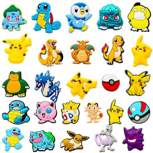 GOACRS Schuhanstecker für Clogs, 26 Stück Schuh Charms, Cartoon Anime Schuhanhänger, DIY Schuh Anstecker Set, Abnehmbare PVC Aufstecker Stecker, Shoe Pins Dekoration Zubehör für Kinder und Teenager