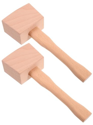 Ciieeo Martillo de Madera Maciza de Haya 2 Piezas Mazo Manual para Carpintería y Trituración de Hielo Herramienta Multiusos para Cocina y Bricolaje Acabado Pulido Ergonómico para Uso
