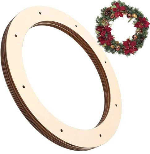 Kronring - naturlig plywoodram, träringar | Set med 4 stycken 11 tum diameter, 210 G, handgjorda dekorativa cirklar, hjälper till att skapa väggdekoration