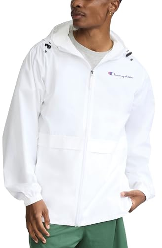 Champion mens Stadium Full Zip Jacket, Left Chest Script Jacket, White-549369, Medium US