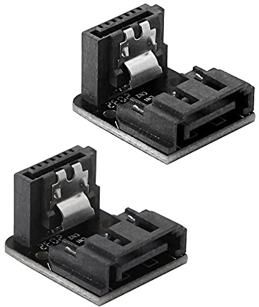 CERRXIAN 90 Degree SATA Adapter, Up Angle SATA 7Pin Male to Female Converter for Motherboard Desktops Computer SSD HDD(UP/Front)(2-Pack)