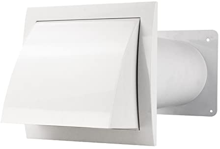 Traversée de mur, hotte aspirante carrée en plastique, blanc, sans clapet anti-retour Ø 150 mm