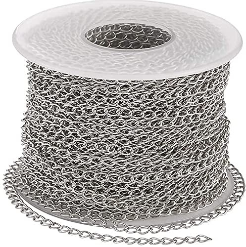 Bobine de chaînes torsadées en acier inoxydable 304 soudé pour la fabrication de bijoux - 4 x 3 x 0,6 mm - 25 m
