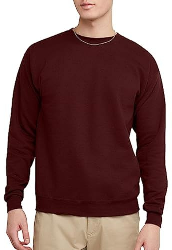 Hanes EcoSmart Fleece, Pullover Crewneck Sweatshirt, 1 Or 2 Pack Maglia di Tuta, Brulè Berry 1 Confezione, 3XL Uomo