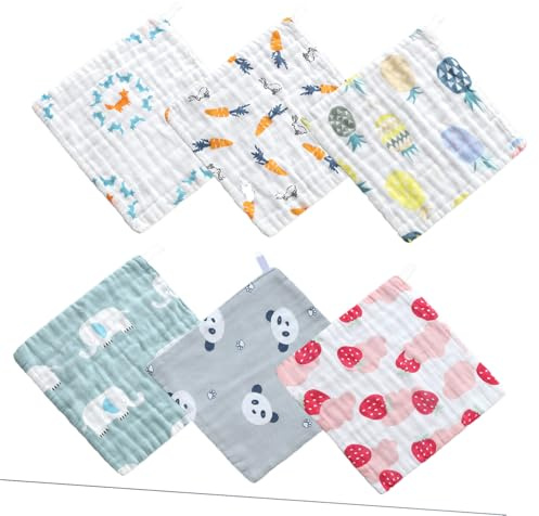 AOKWAWALIY 6 Pz Bavaglino Salviette Asciugamano Viso Panno Per Il Viso Del Bambino Asciugamano Quadrato Per Bambini Per Il Bavaglini Asciugamani Alta Densità Garza Infantile