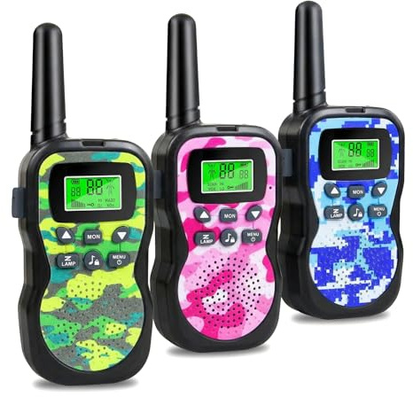 JUAUO 3Pcs Walkie Talkies for Kids, Camouflage Exterior 8 Channels Kids Toys Gifts for Boys Girls Ages 3-12 Birthday Presents Christmas Xmas, with LED Flashlight for Outdoor Hiking Camping Games