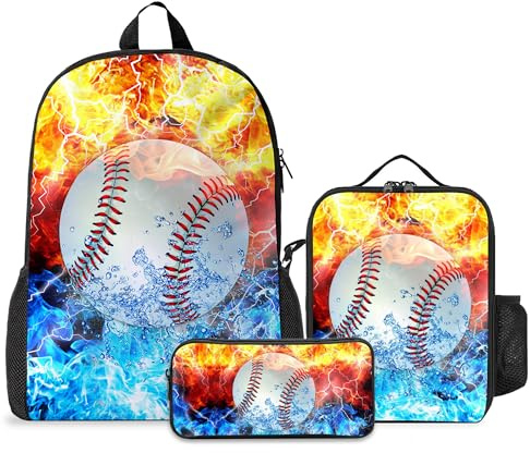 Lot de 3 sacs à dos avec boîte à déjeuner et trousse à crayons pour garçons et filles, cartable d'école, sac à déjeuner pour enfants du collège primaire