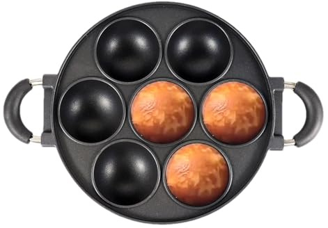 Genikeer Cake Pan Cast Iron Pan, 7-Cup Large Muffin Pan Round Kitchen Non Stick Baking Tool, Cookies Cupcake Bakeware Tin Soap Tray Mould for Scones, Muffins, Cup Cakes and Brownies
