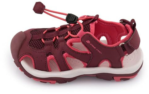 Alpine PRO LAMEGO Unisex Kinder Trekkingsandalen, Wandersandalen, Outdoor Sandalen, Wanderschuhe, Sommerschuhe, Trekkingschuhe, Luftiger Schnitt, Geschützte Zehenpartie (Orange,32)