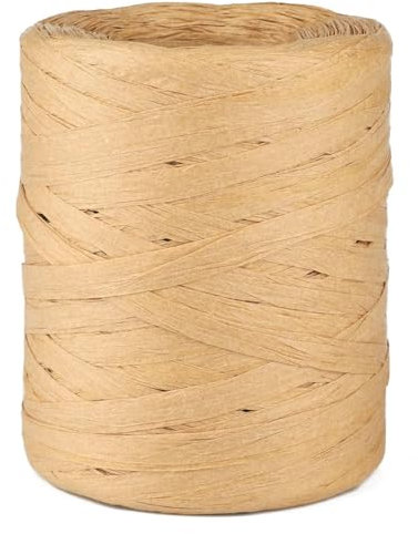 200 Meter Naturbast Papierband, Bast Raffia Natur papierschnur, für handwerksprojekte, Geschenkverpackung, Weben und Gärtnern