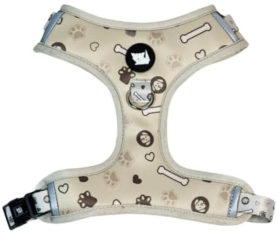 Haminway No-Pull Dog Harness for Medium Dogs – Reflective, Breathable Vest with Adjustable Chest & Neck Straps – Easy to Wear, Anti-Choke Harness for Safer Walks (Beige, Size Medium)