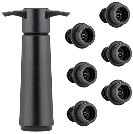 Wine Saver Vacuum Pump Set with 6 Wine Bottle Stoppers, Reusable Wine Stopper Keeps Wine Fresh Longer, Thickened Plastic Wine Stopper Vacuum for Ideal Accessories